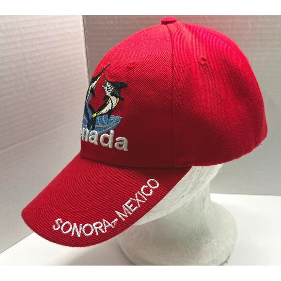 Ensenada Sonora Mexico Red Hat Cap Strapback Marlin Fish Ocean Embroidery - Picture 2 of 8